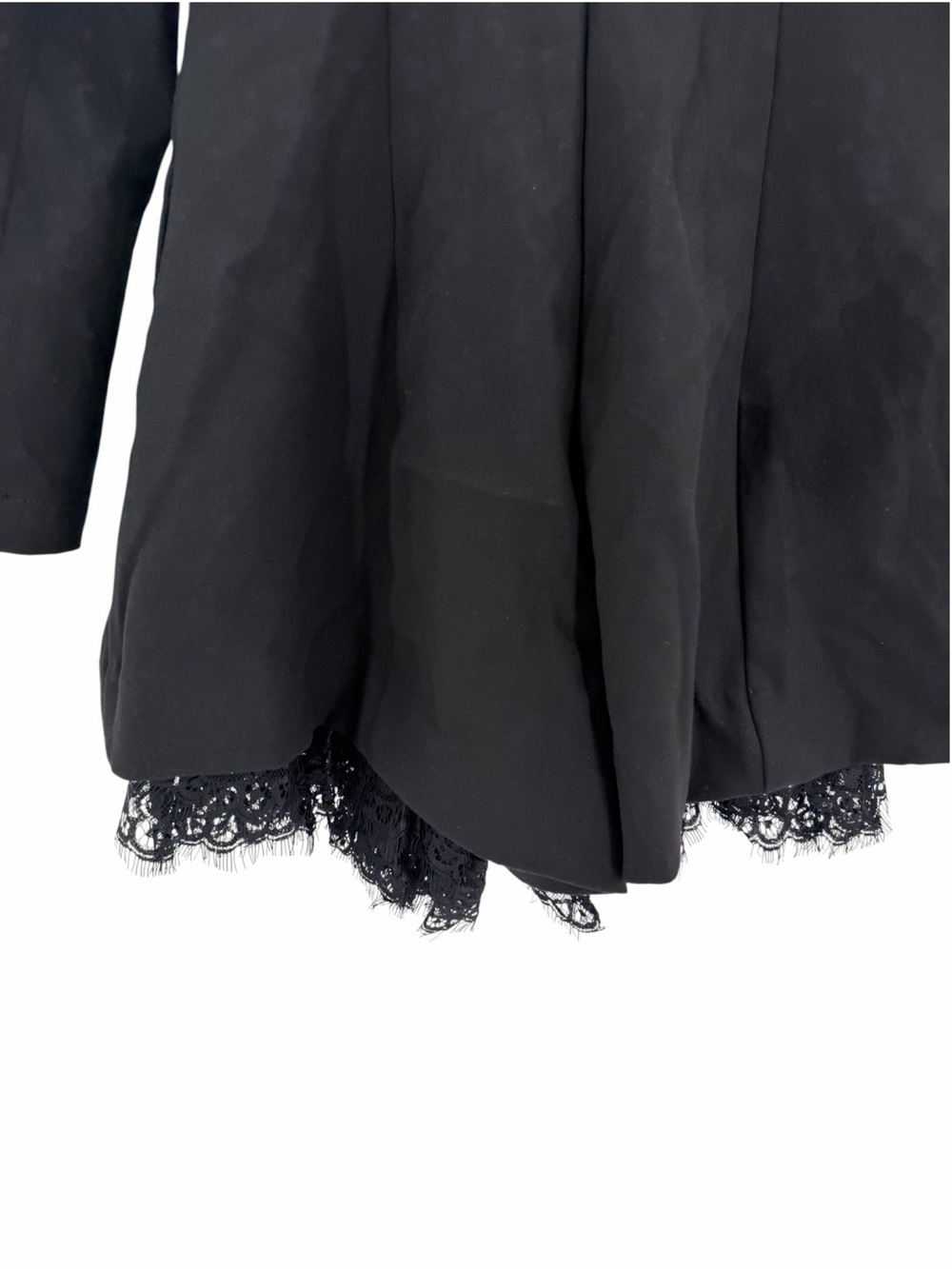 Anthropologie Long-Sleeve Tuxedo Lace-Hem Romper - Black - Size 2 XS NWT - Picture 5 of 16